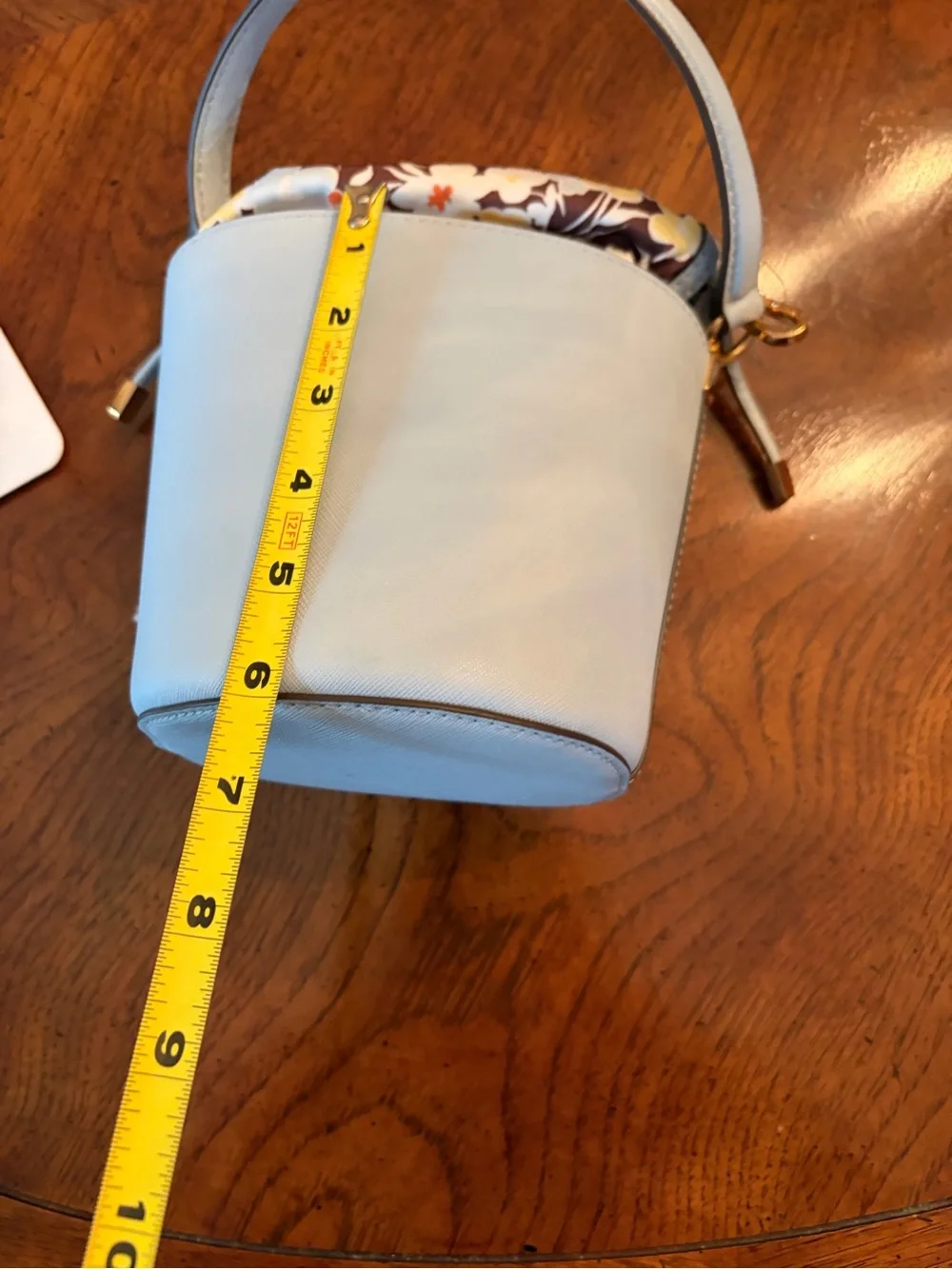Darling Tory Burch Emerson Mini Bucket Baby Blue w/ Floral Liner NWOT Perfect!